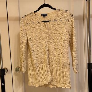 April Cornell Beige Crochet Cardigan